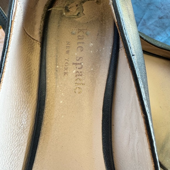 kate spade Black Leather Bow-Trim Flats with Gold Accent - Picture 2 of 10